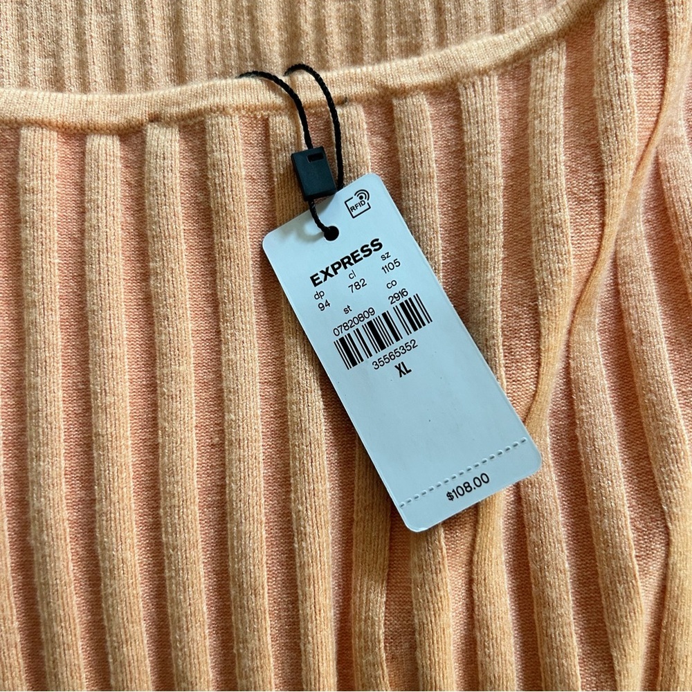 EXPRESS rib-knit twist back midi orange sweater dress size X Large - Picture 9 of 13
